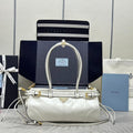PRADA BONNIE MEDIUM HANDBAG 32 IN CREAM GLOSSY CALFSKIN