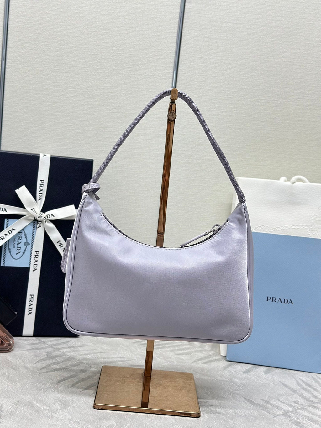 PRADA 26S SHOULDER BAG 23 IN PURPLE FABRIC
