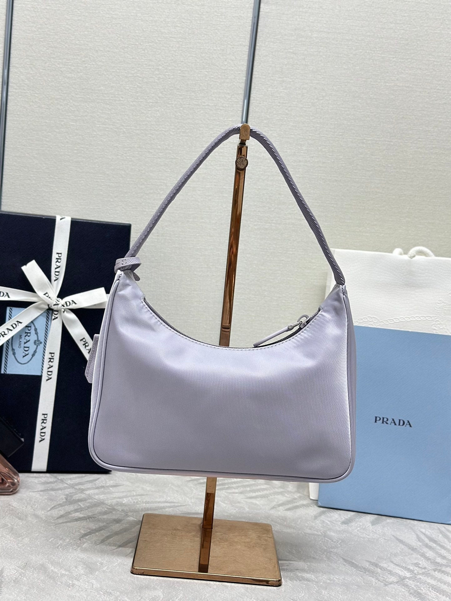 PRADA 26S SHOULDER BAG 23 IN PURPLE FABRIC