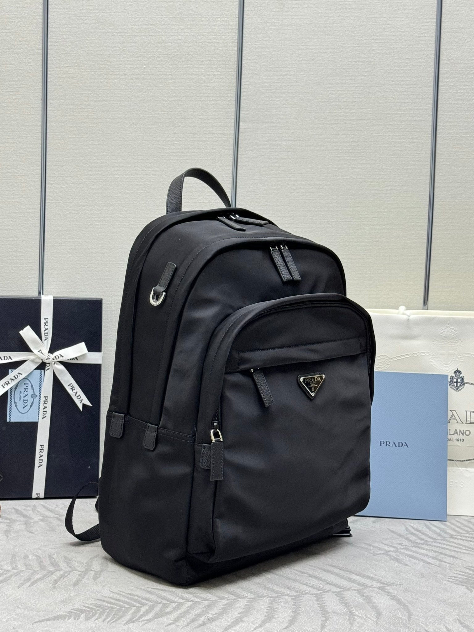 PRADA BACKPACK 43CM IN BLACK RE-NYLON