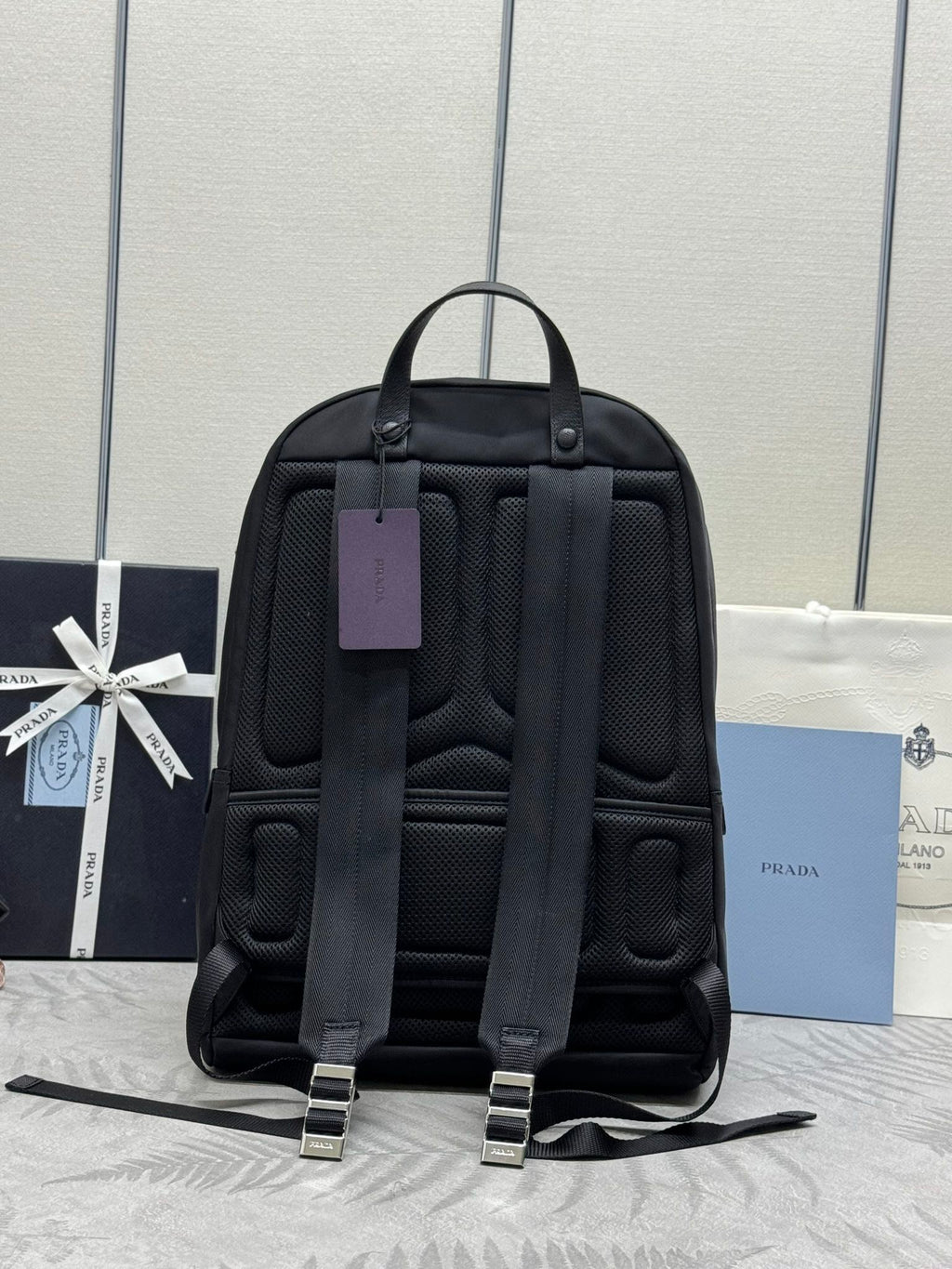 PRADA BACKPACK 43CM IN BLACK RE-NYLON