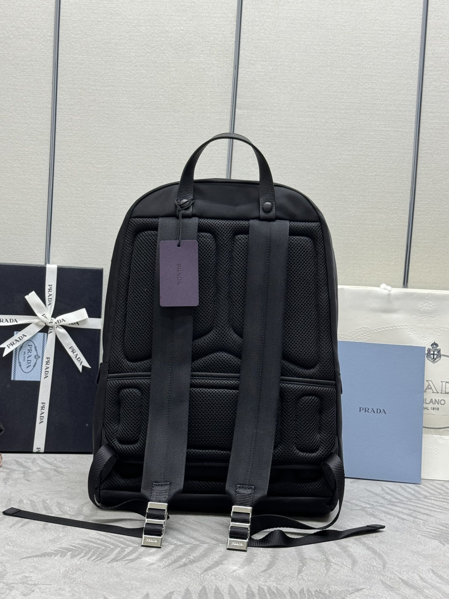 PRADA BACKPACK 43CM IN BLACK RE-NYLON