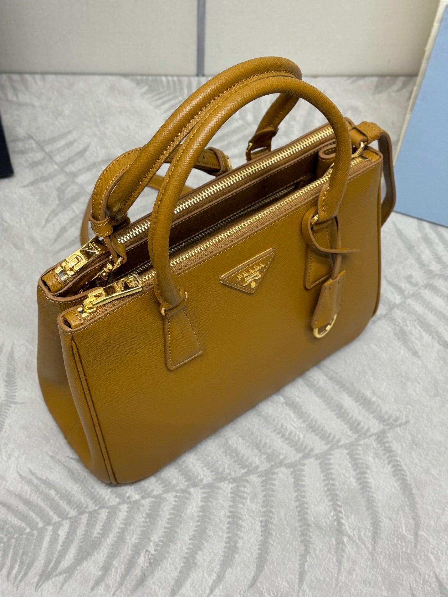 PRADA 26S HANDBAG 28 IN BROWN SAFFIANO