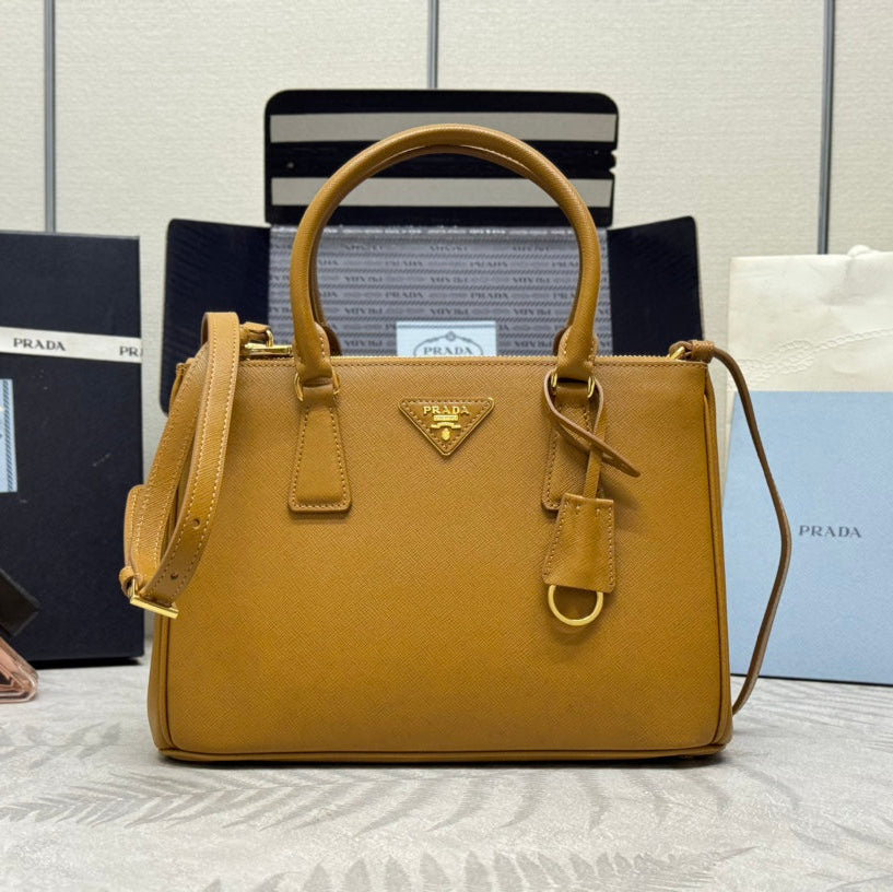 PRADA 26S HANDBAG 28 IN BROWN SAFFIANO