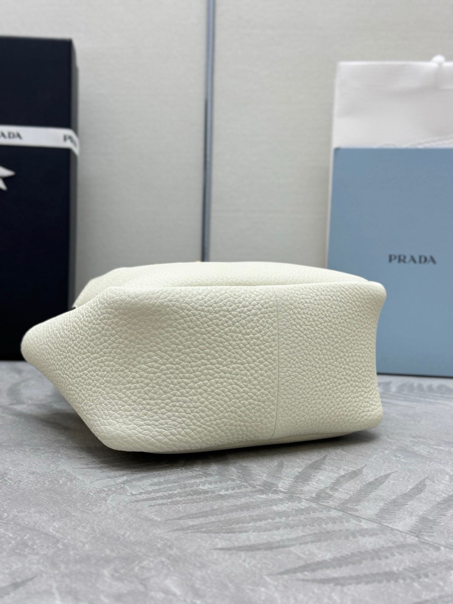 PRADA 25S TOTE MINI BAG 18 IN IVORY CALFSKIN GOLD HARDWARE