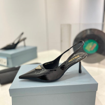 Pra Slingback Pumps 75 Black Patent Leather