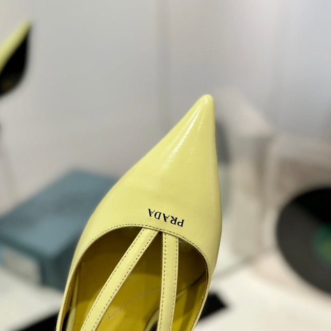 PRA STRAP CUT-OUT PUMPS PASTEL YELLOW CALFSKIN