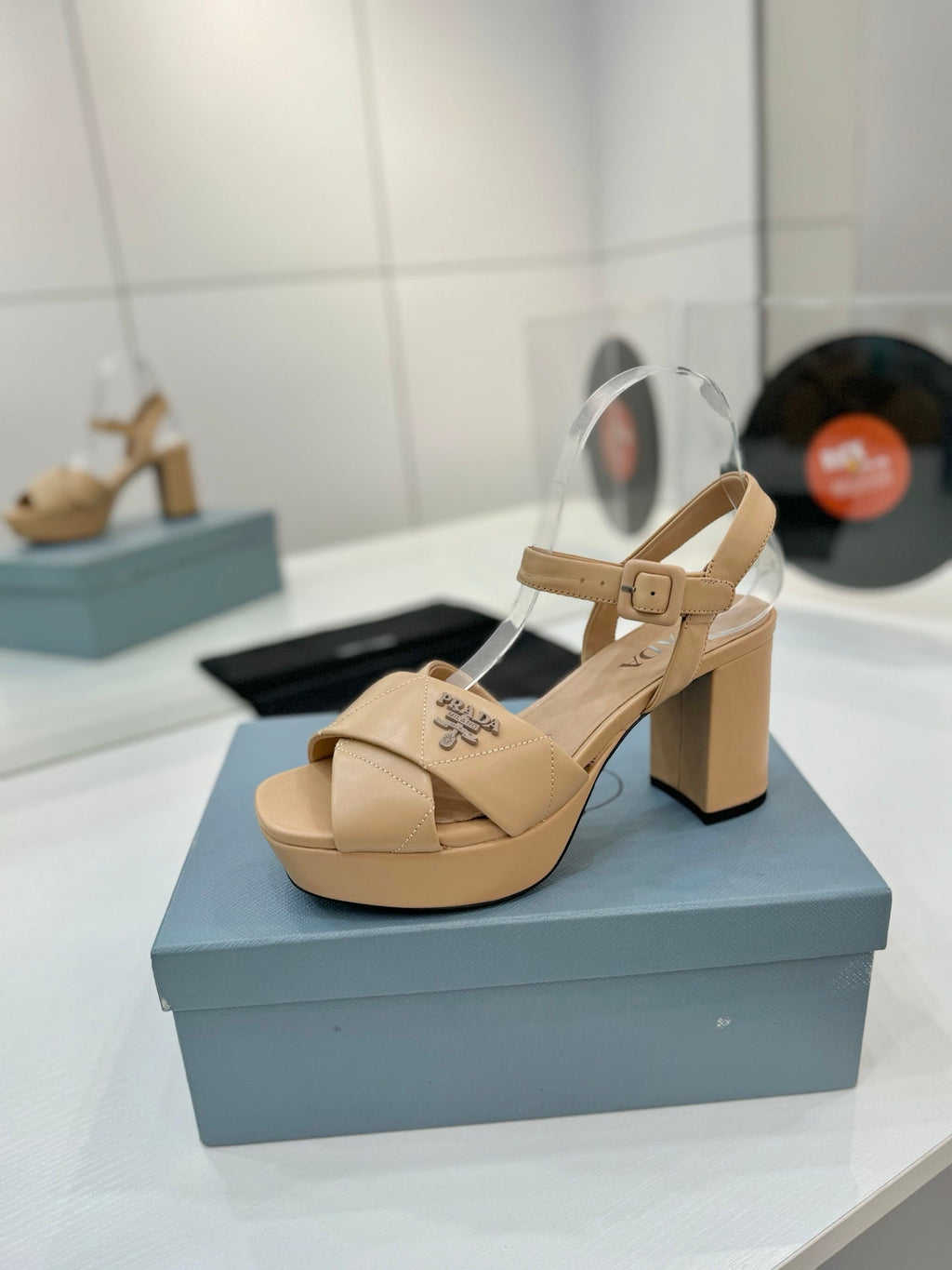 PRA HIGH HEELS 85MM IN BEIGE CALFSKIN