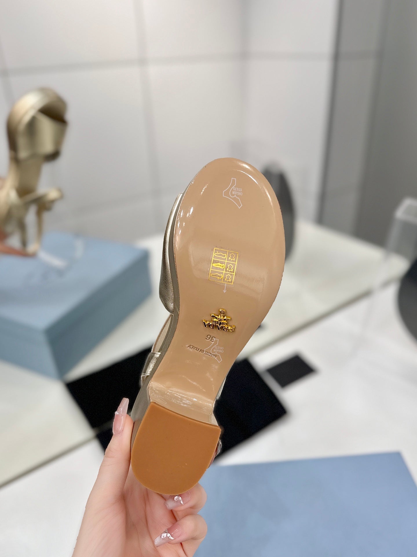 PRADA 26S HEELED SANDALS 70MM IN GOLD CALFSKIN