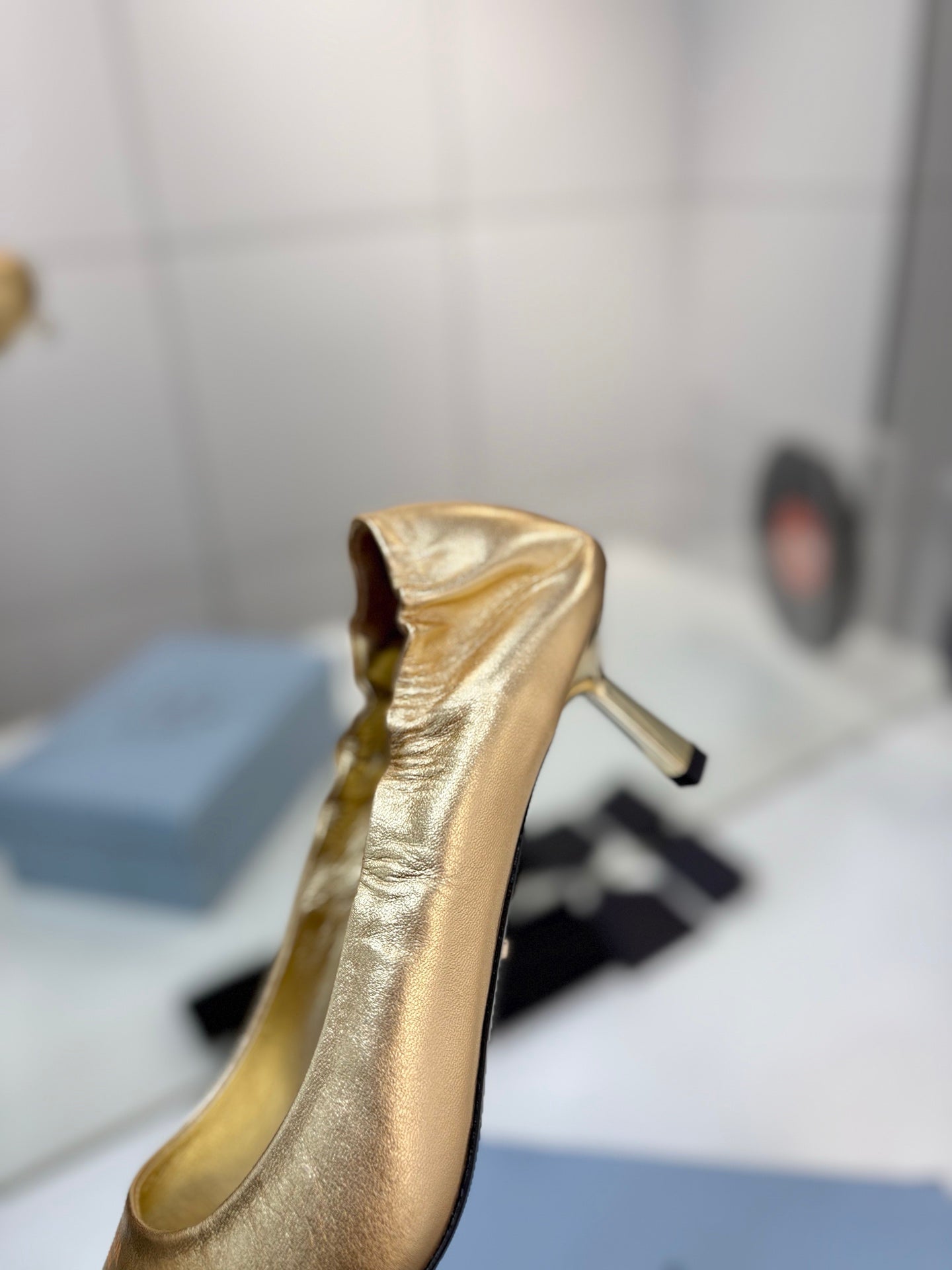 PRADA 26S PUMPS 55MM IN GOLD CALFSKIN