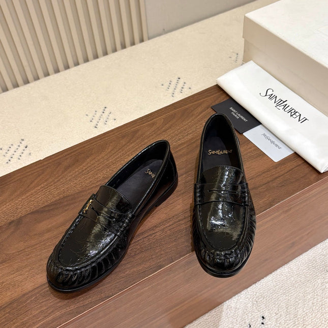 YSL 26S LOAFERS IN BLACK GLOSSY CALFSKIN