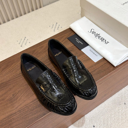 YSL 26S LOAFERS IN BLACK GLOSSY CALFSKIN