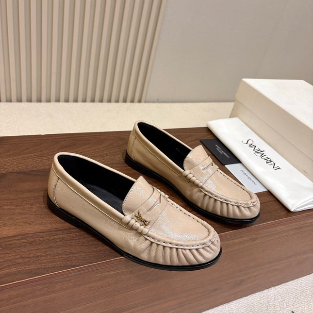 YSL 26S LOAFERS IN BEIGE GLOSSY CALFSKIN