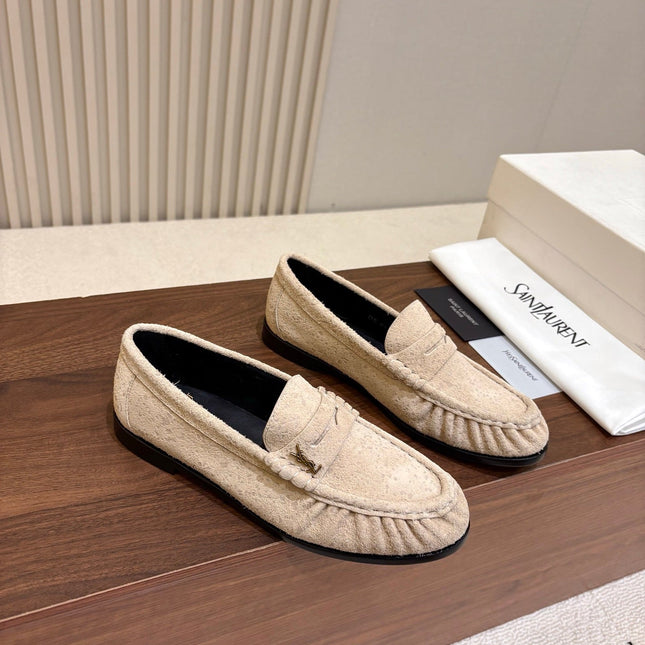 YSL 26S LOAFERS IN BEIGE SUEDE