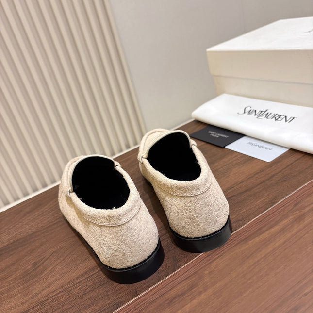 YSL 26S LOAFERS IN BEIGE SUEDE