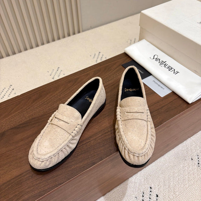 YSL 26S LOAFERS IN BEIGE SUEDE