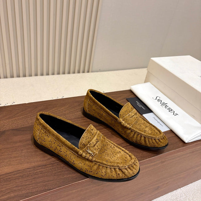 YSL 26S LOAFERS IN MUSTARD YELLOW SUEDE
