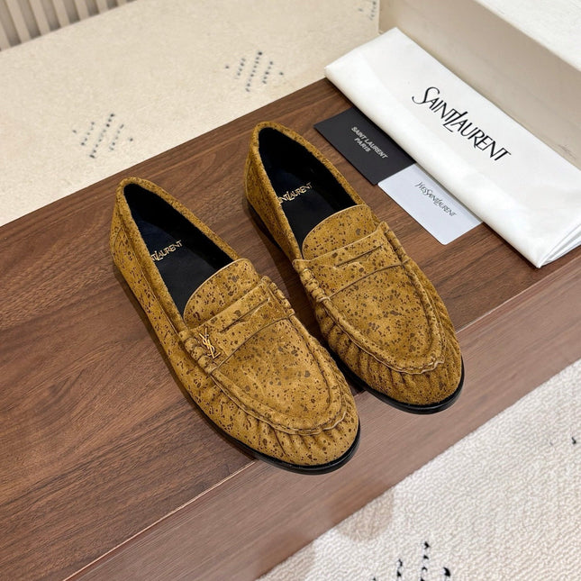 YSL 26S LOAFERS IN MUSTARD YELLOW SUEDE
