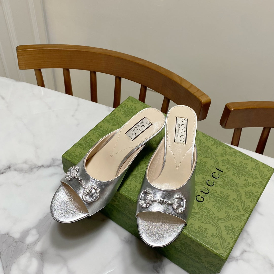 GUCCI 26S HORSEBIT HIGH-HEELED SANDALS 80 MM IN SILVER CALFSKIN