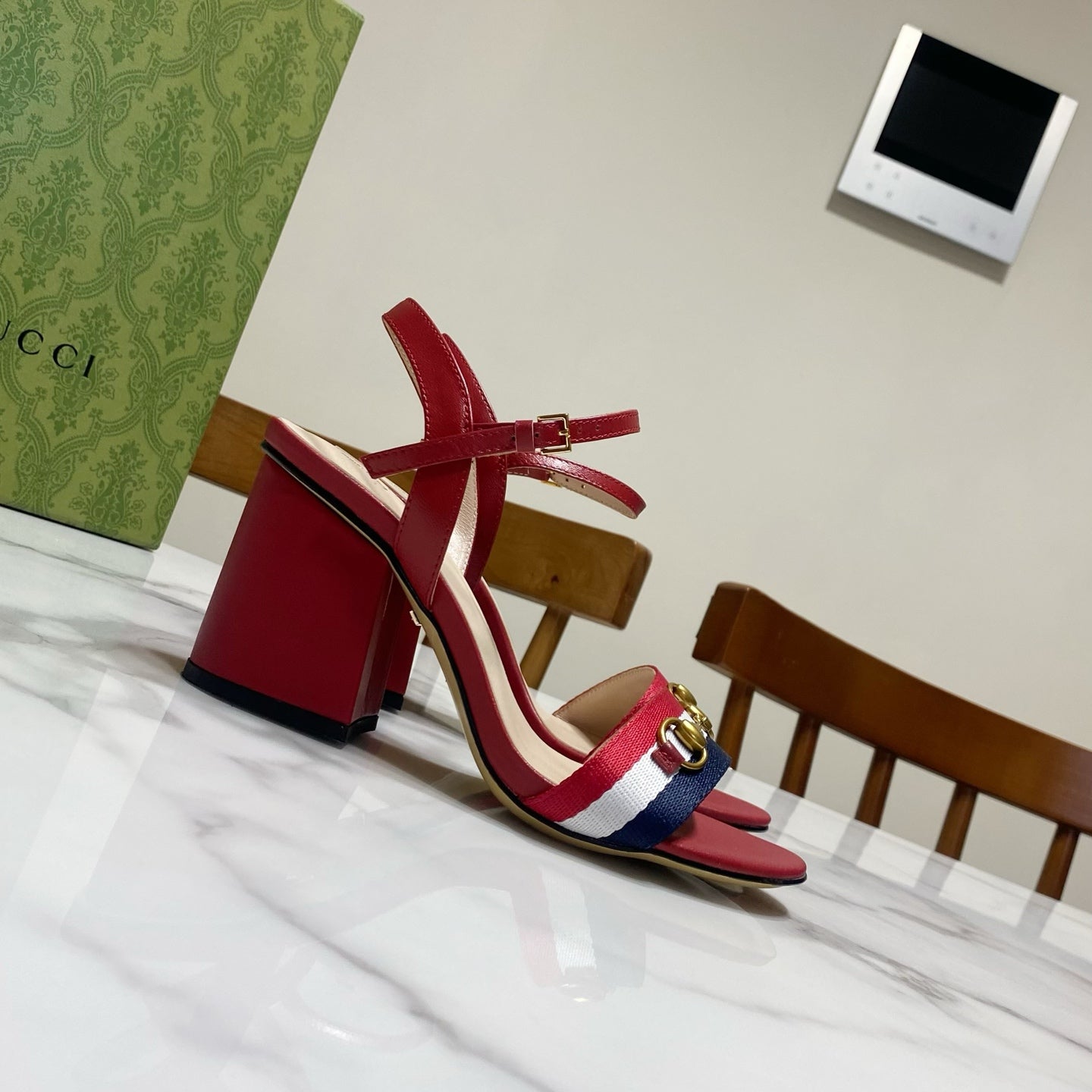 GUCCI 26S HEELED SANDALS 70 MM IN RED CALFSKIN