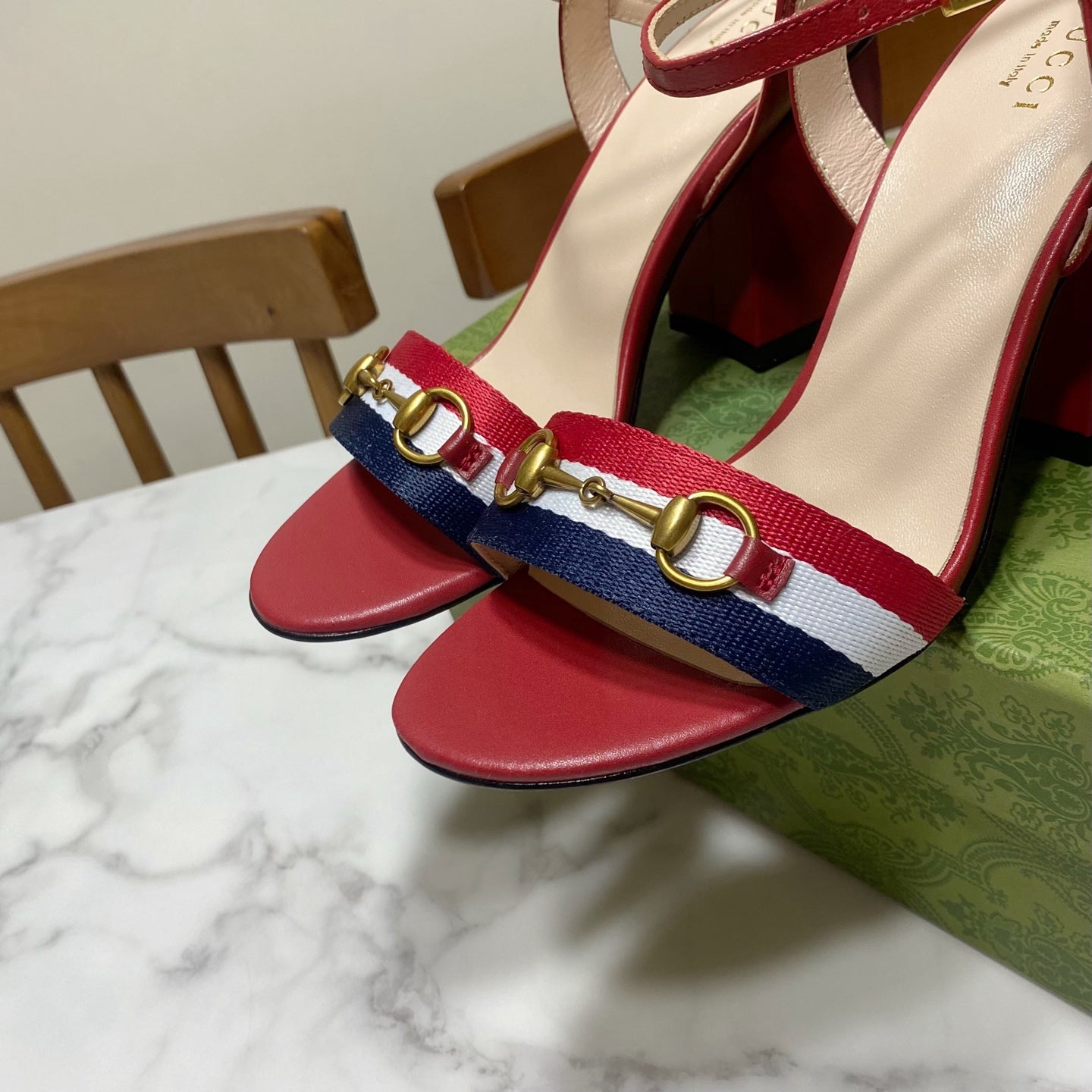 GUCCI 26S HEELED SANDALS 70 MM IN RED CALFSKIN