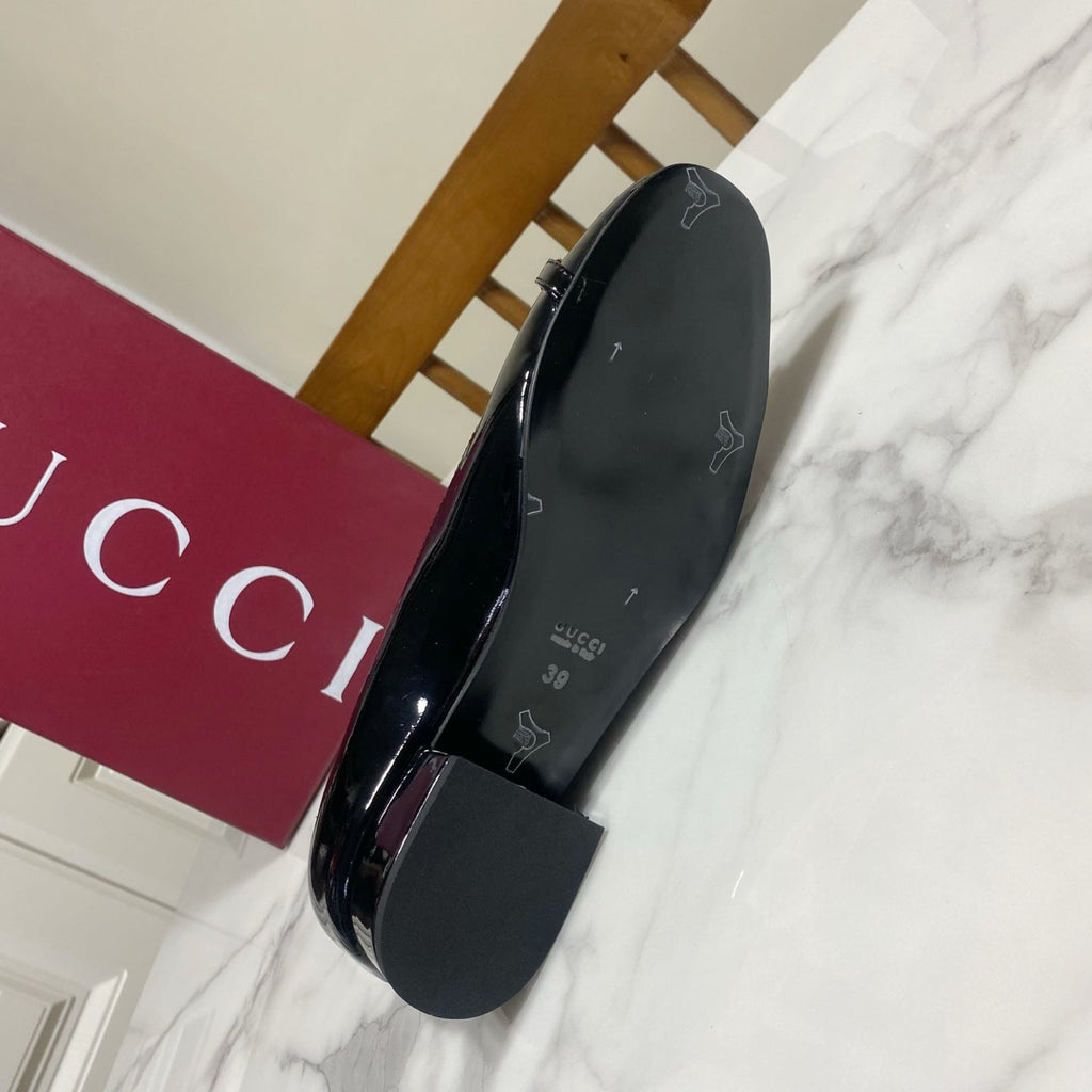 GUCCI 26S HORSEBIT BALLET FLATS IN BLACK CALFSKIN
