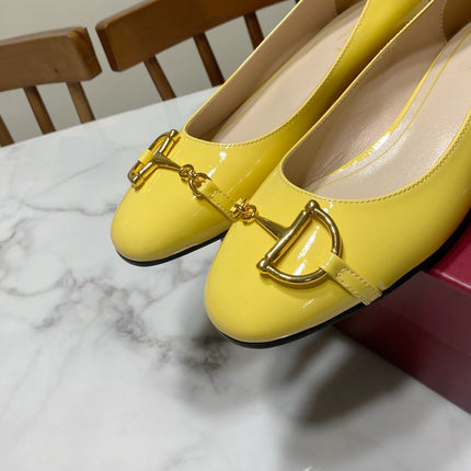 GUCCI 26S HORSEBIT BALLET FLATS IN YELLOW CALFSKIN