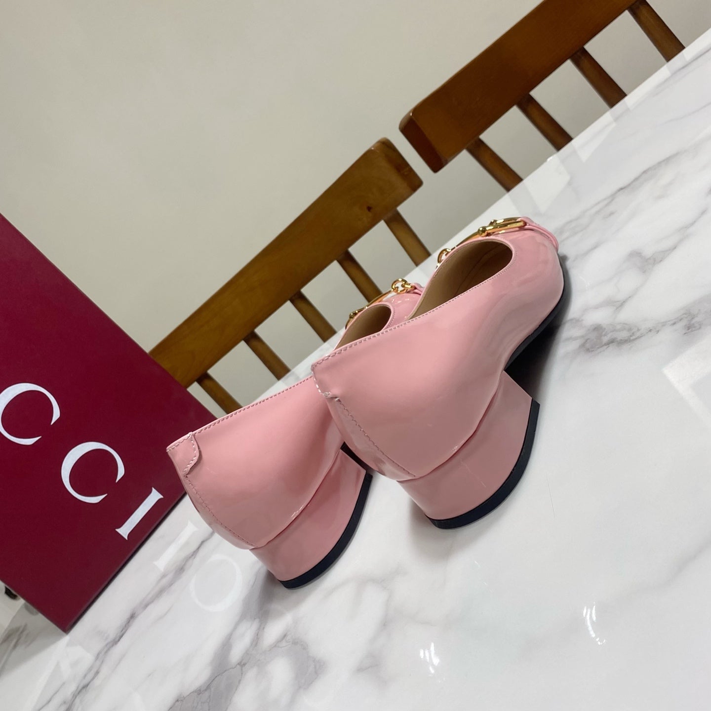 GUCCI 26S HORSEBIT BALLET FLATS IN PINK CALFSKIN