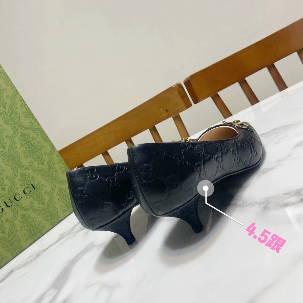 GUCCI 26S HIGH-HEELED SHOES 45 MM IN BLACK LAMBSKIN