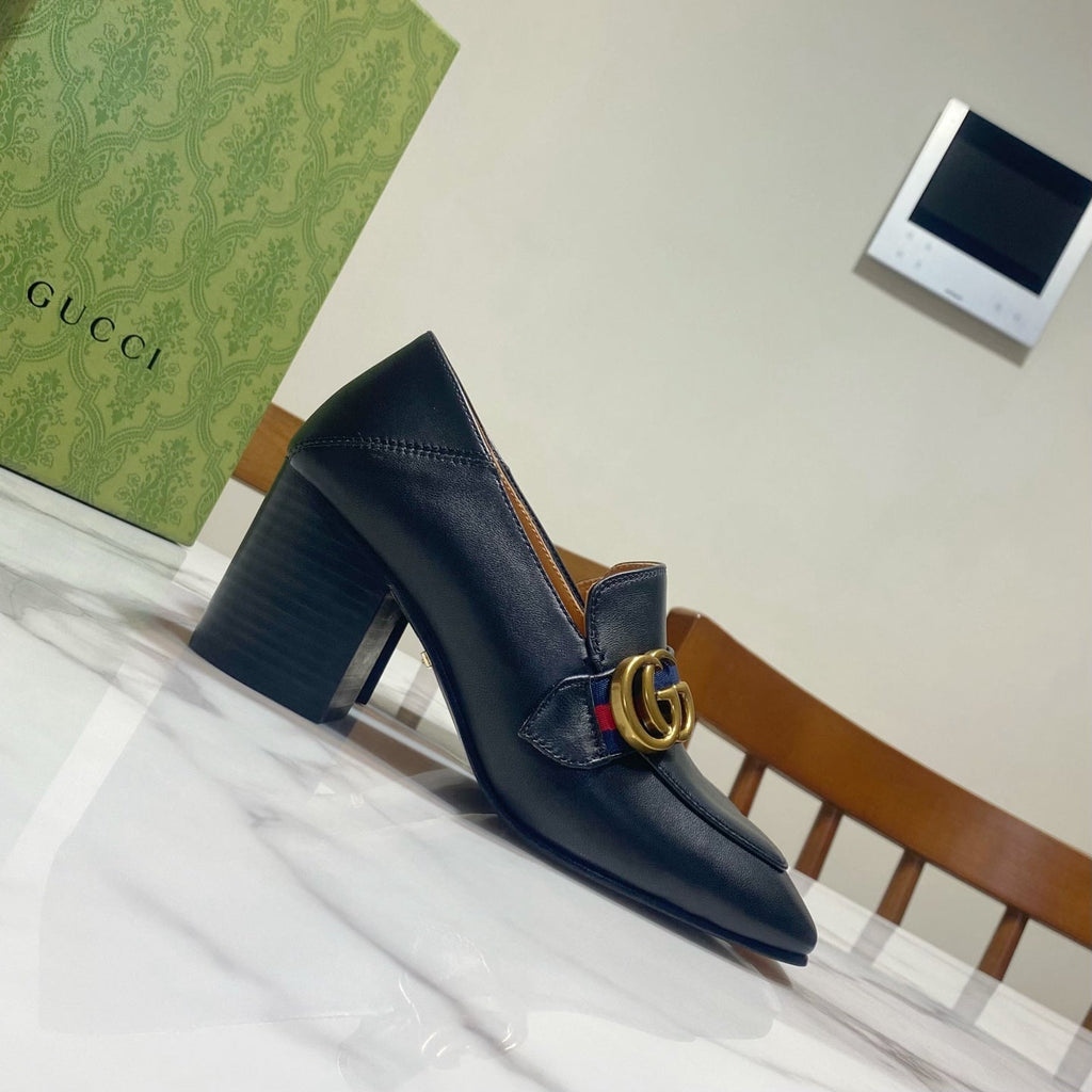 GUCCI 26S GG LOAFERS 75 MM IN BLACK CALFSKIN STYLE 2