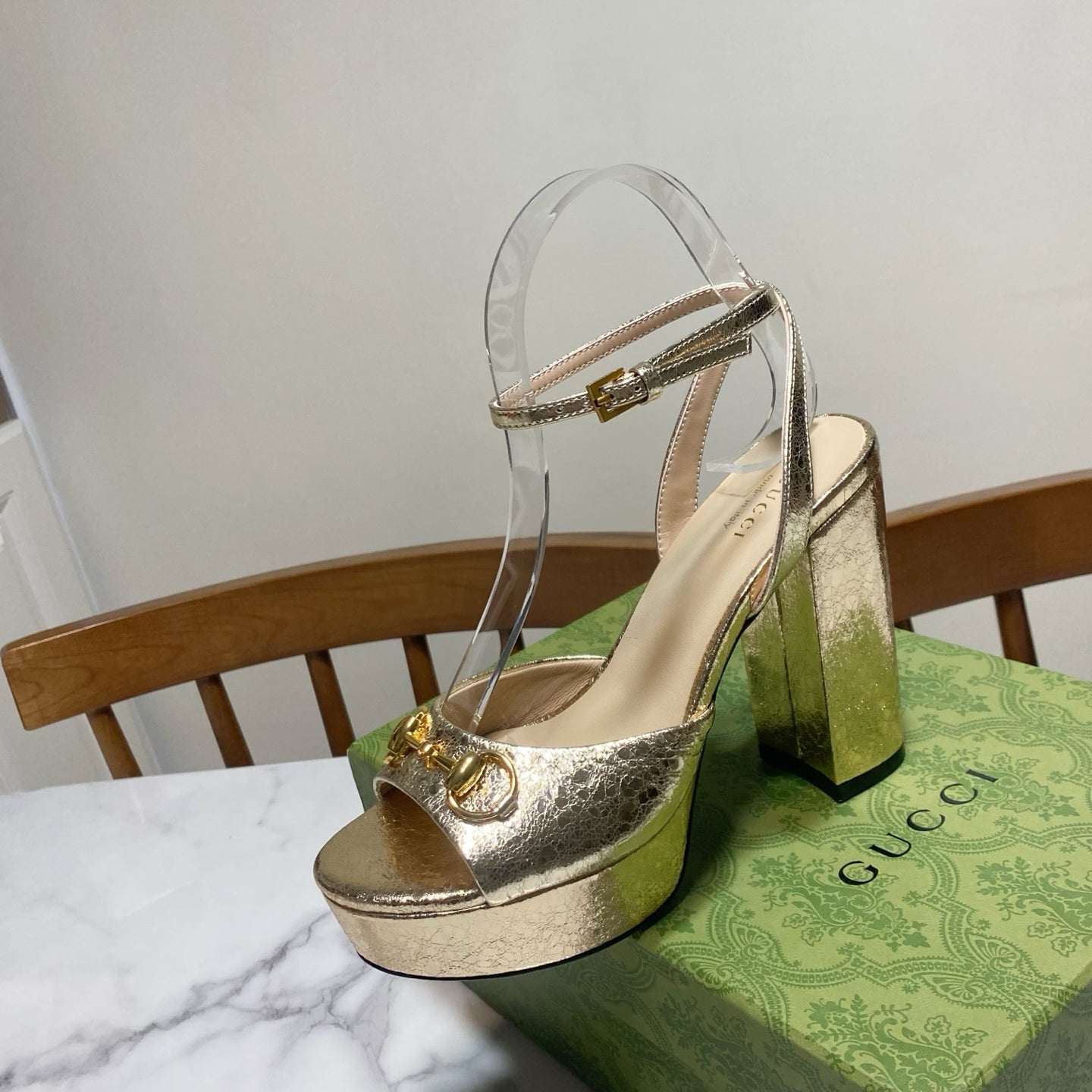GUCCI 26S HIGH-HEELED SANDALS 105 MM IN LIGHT GOLD CALFSKIN