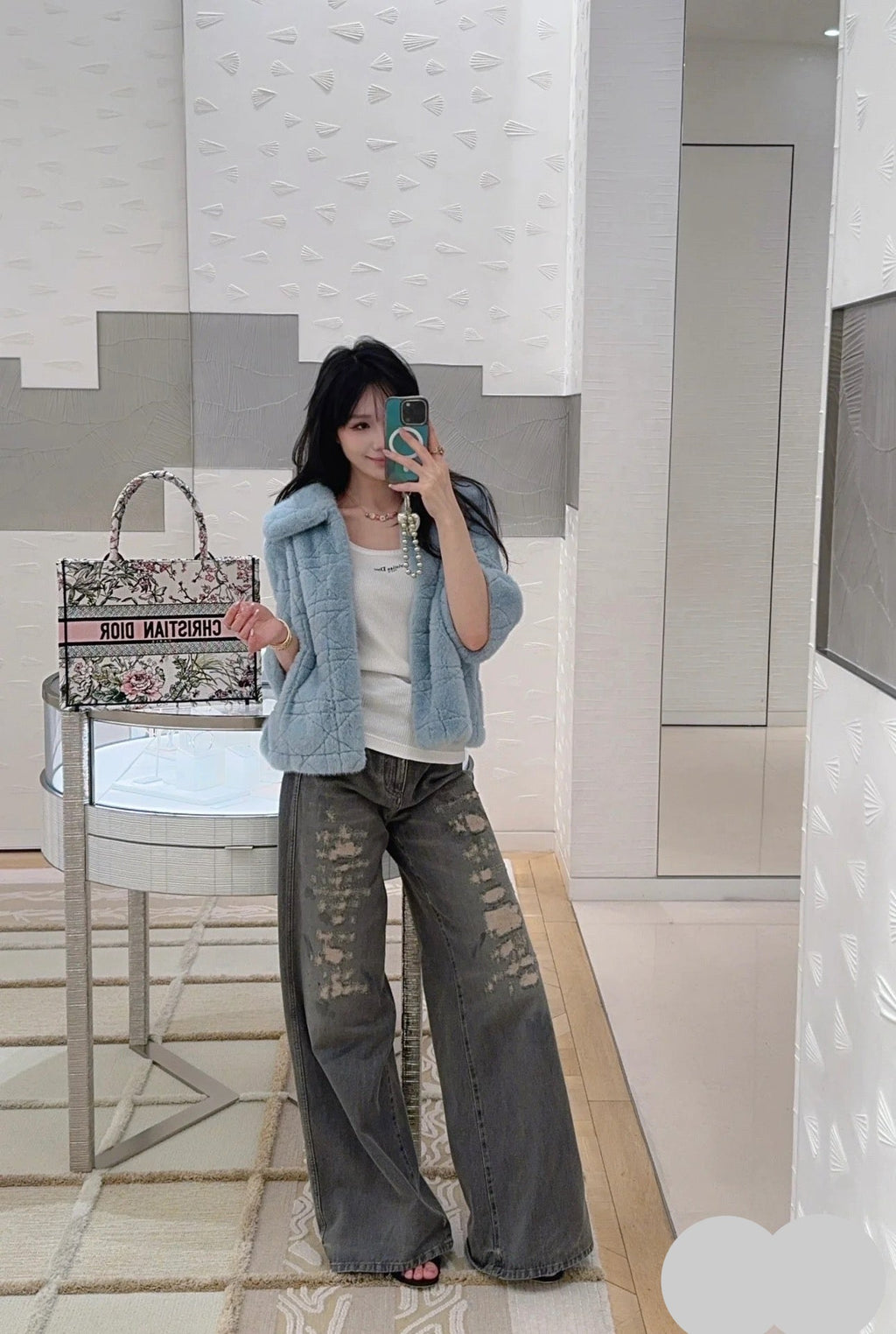 DIOR 25S RIPPED WIDE-LEG PANTS 706