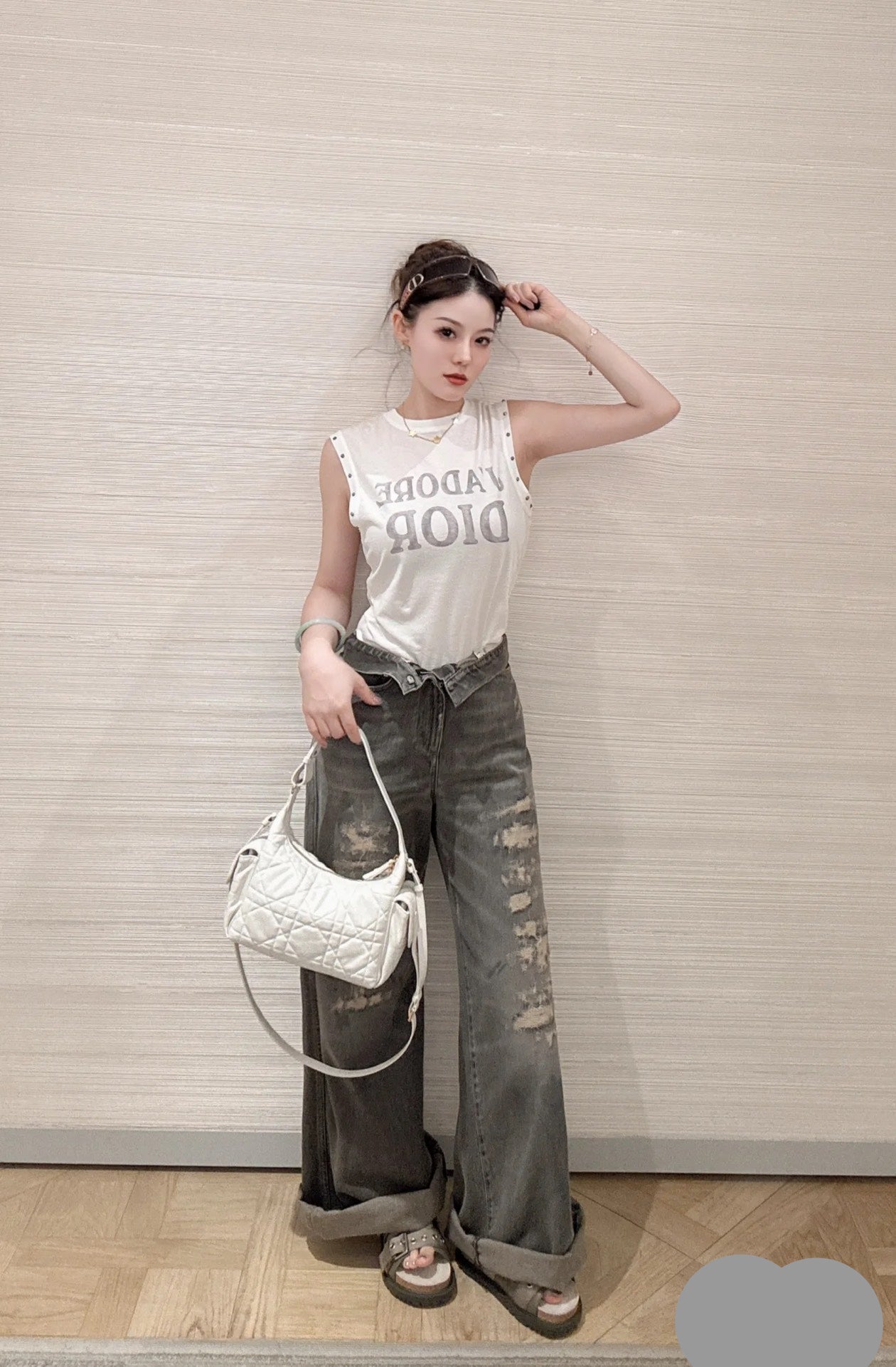 DIOR 25S RIPPED WIDE-LEG PANTS 706