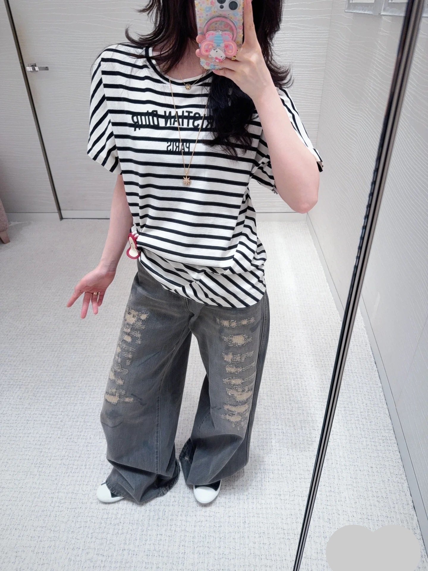DIOR 25S RIPPED WIDE-LEG PANTS 706