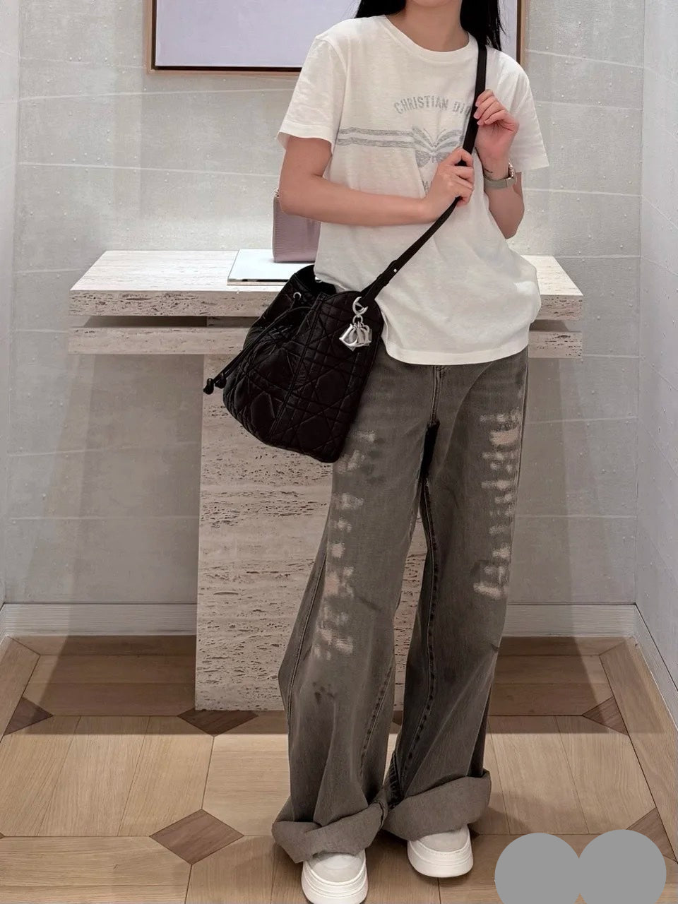 DIOR 25S RIPPED WIDE-LEG PANTS 706