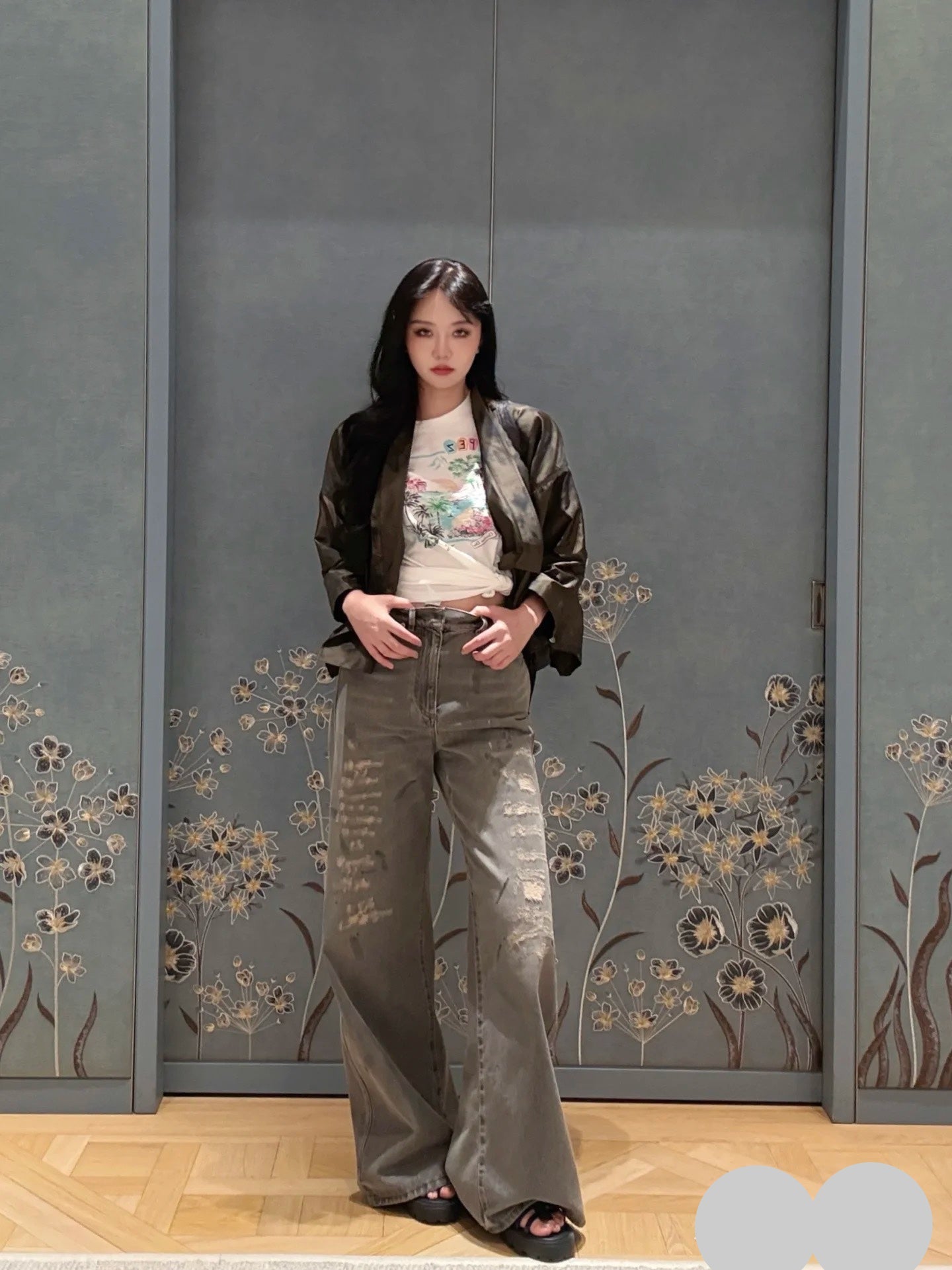 DIOR 25S RIPPED WIDE-LEG PANTS 706