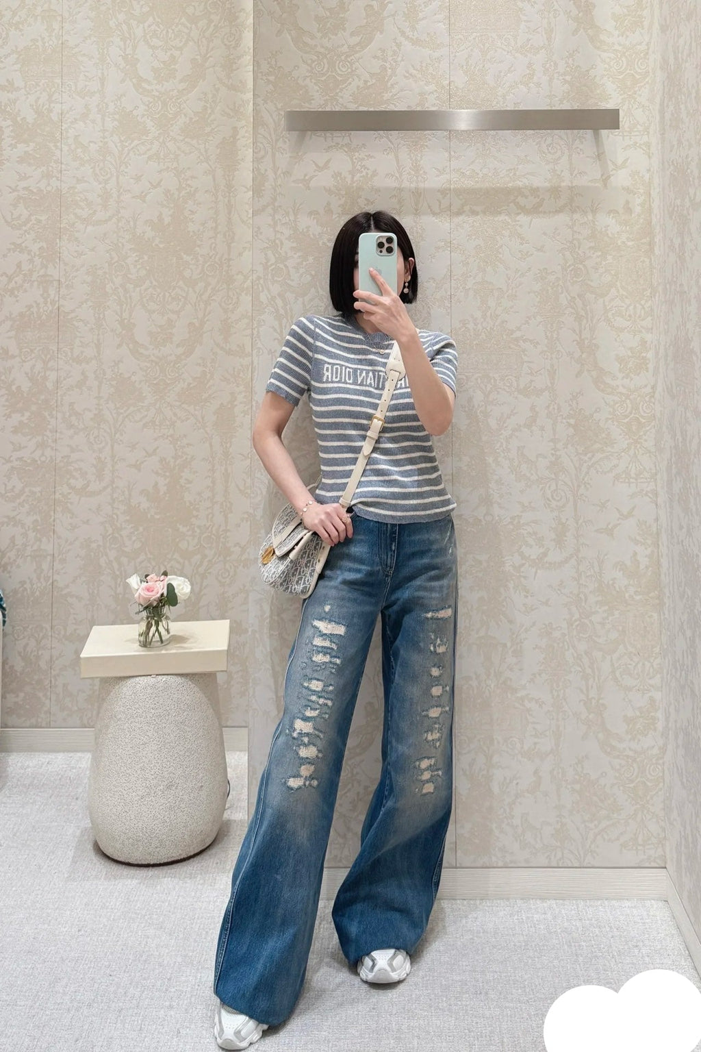 DIOR 25S RIPPED WIDE-LEG PANTS 705