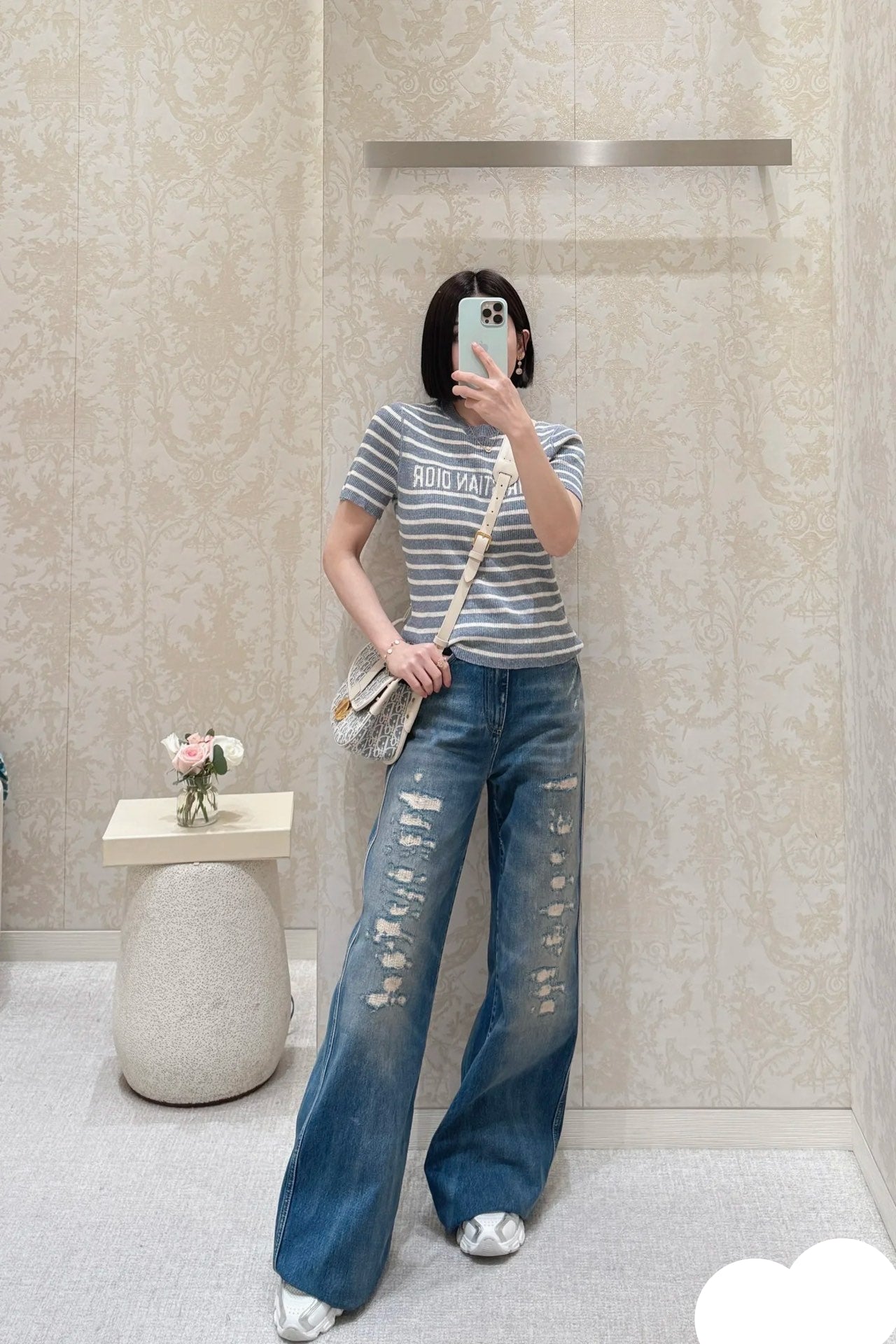 DIOR 25S RIPPED WIDE-LEG PANTS 705
