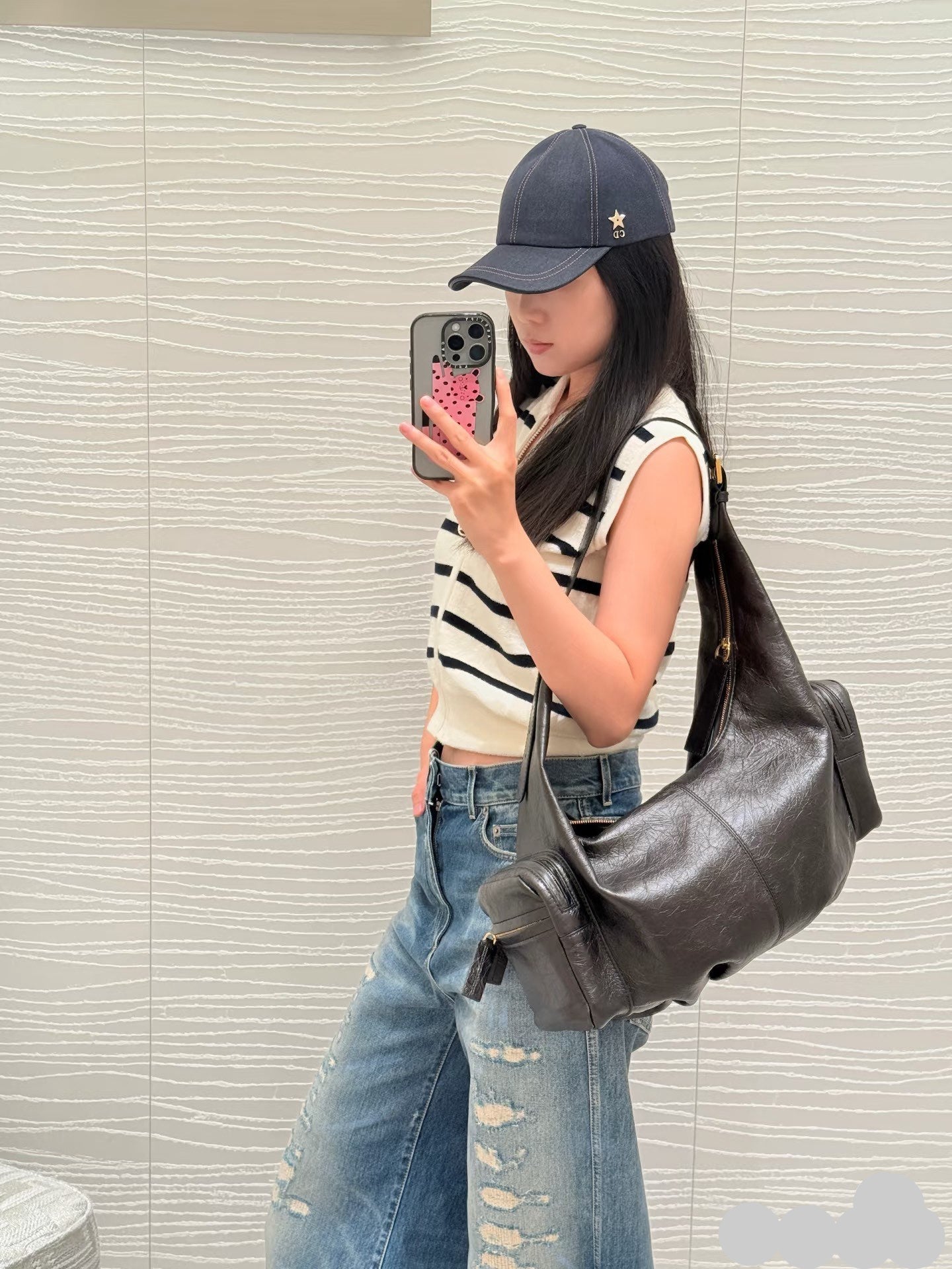 DIOR 25S RIPPED WIDE-LEG PANTS 705
