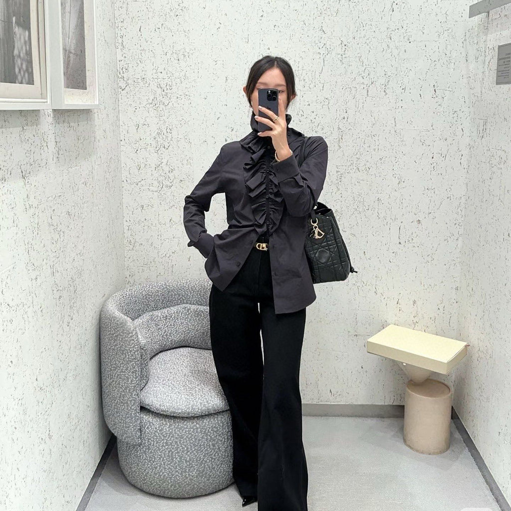 DIOR 25S PLEATED LACE SHIRT 703