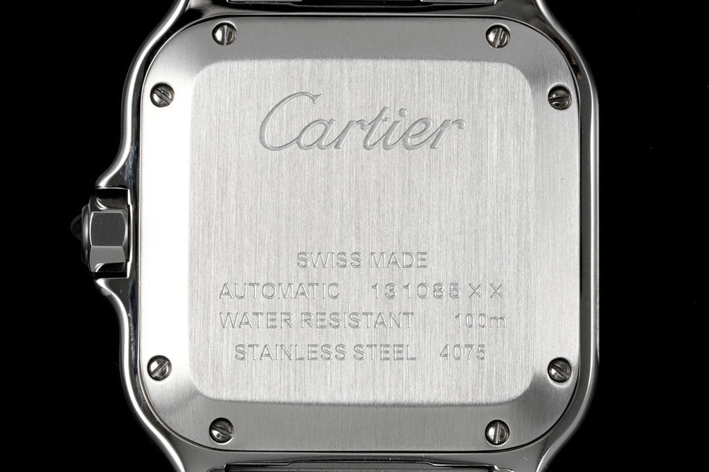 SANTOS MEDIUM MODEL DE CARTIER WATCH SILVER CASE WITH NAVY BLUE DIAL