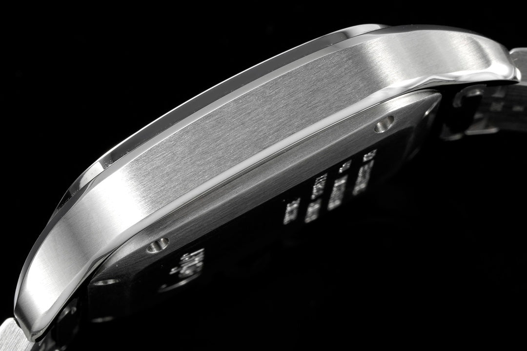 SANTOS MEDIUM MODEL DE CARTIER WATCH SILVER CASE WITH GREEN FOREST DIAL