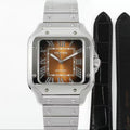 SANTOS MEDIUM MODEL DE CARTIER WATCH SILVER CASE WITH PEANUT BROWN DIAL