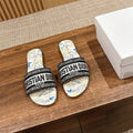 DIOR 26S SLIDE SANDALS IN MULTICOLOR FLORAL MAP PRINT LOGO STRAP