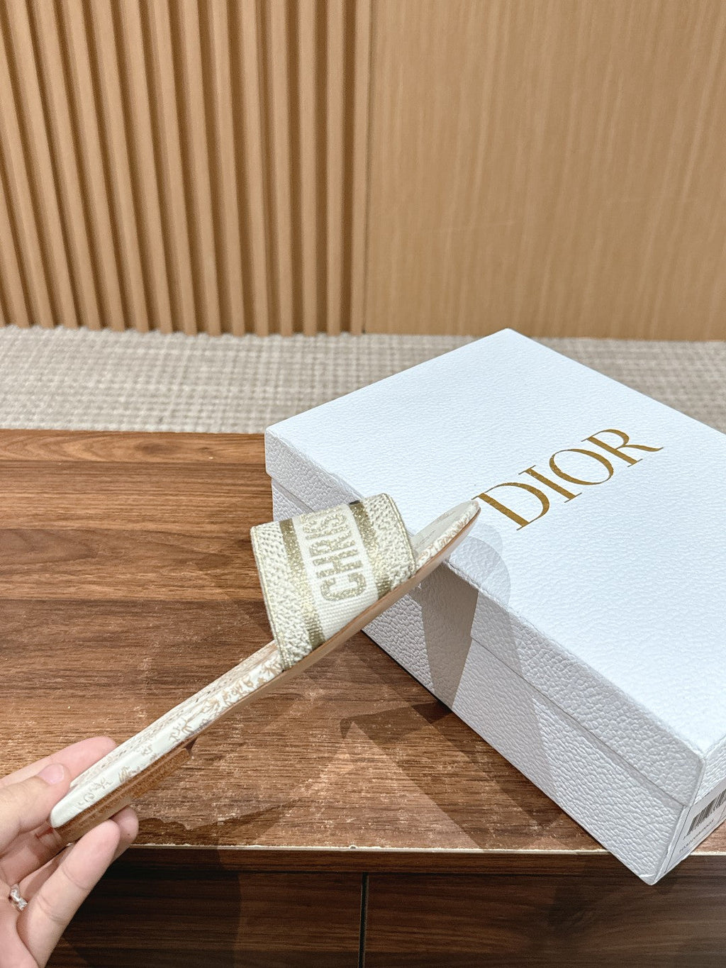 DIOR 26S SLIDE SANDALS IN BEIGE TOILE DE JOUY LOGO