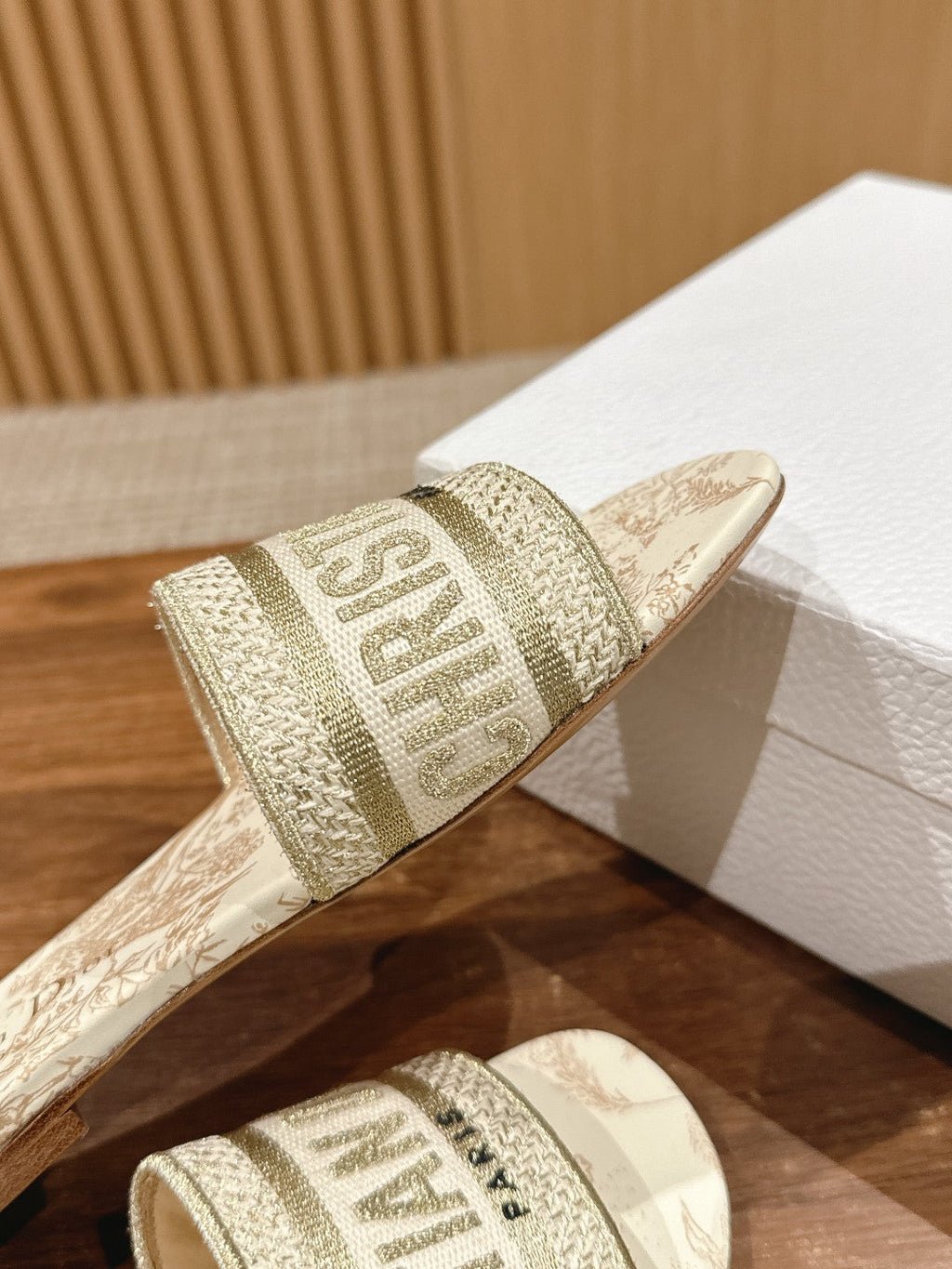 DIOR 26S SLIDE SANDALS IN BEIGE TOILE DE JOUY LOGO