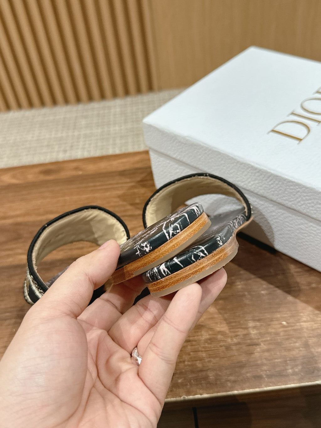DIOR 26S SLIDE SANDALS IN BLACK TOILE DE JOUY LOGO