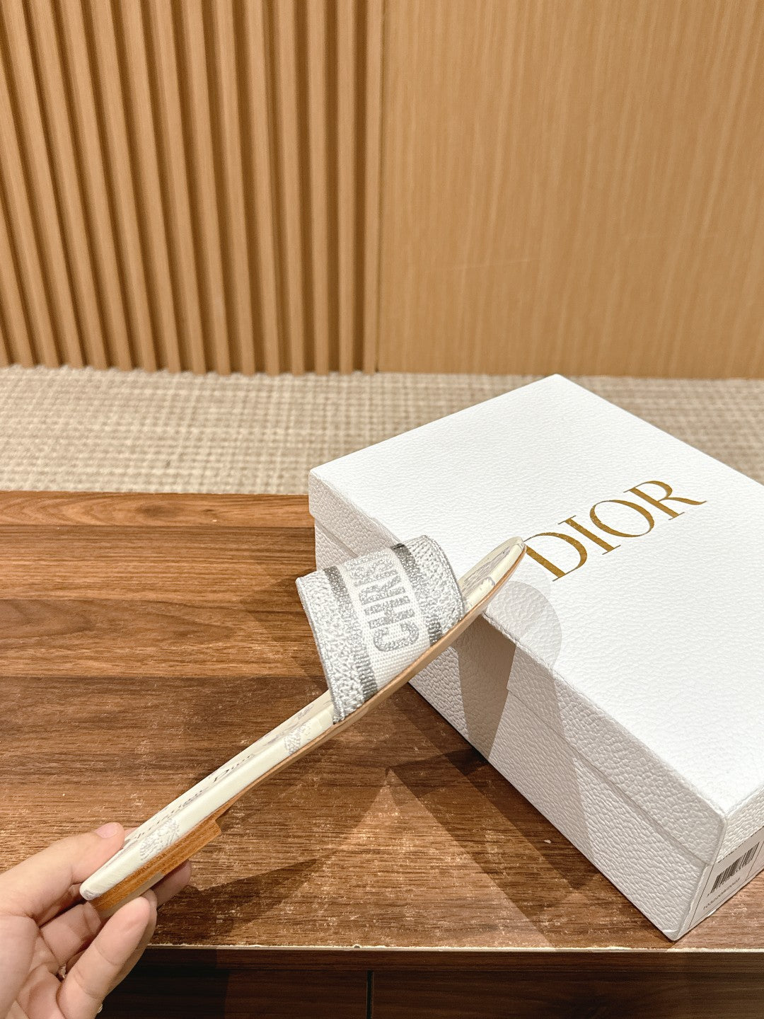 DIOR 26S SLIDE SANDALS IN GREY BUTTERFLY PRINT LOGO