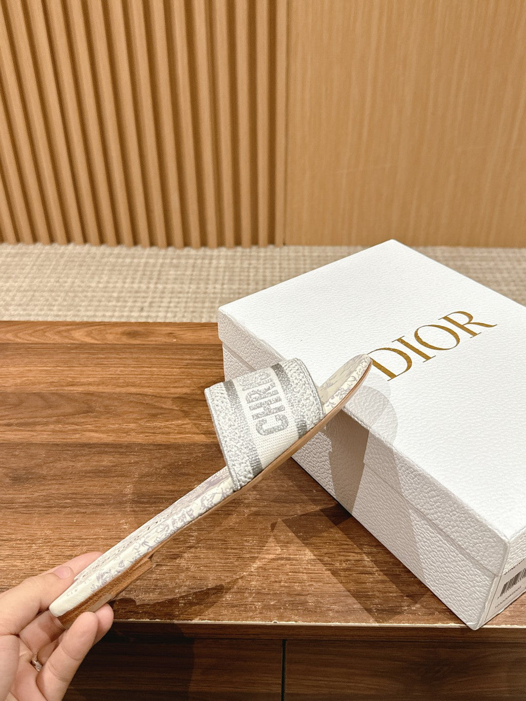 DIOR 26S SLIDE SANDALS IN GREY TOILE DE JOUY LOGO