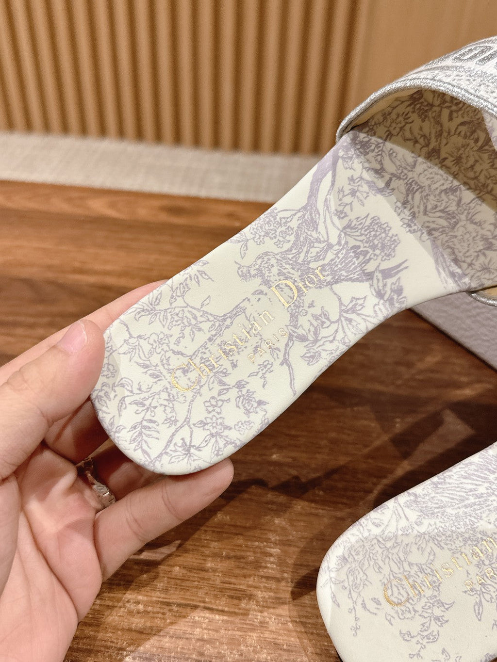 DIOR 26S SLIDE SANDALS IN GREY TOILE DE JOUY LOGO